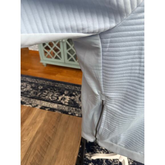 The Sweatshirt Project Sky Blue Ribbed Side Zip High Neck Thermal Sweatshirt - Picture 5 of 7